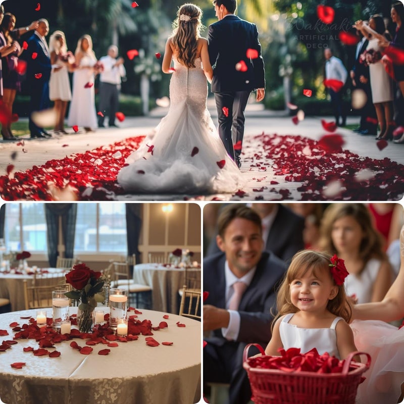 WAKISAKI (Pre-Separated, Scented) WAKISAKI Artificial Silk Rose Petals for Wedding Flower Petals for Romantic Special Night, for Proposal, Anniversary (1,000 PCS, Dark Red) - Image 3